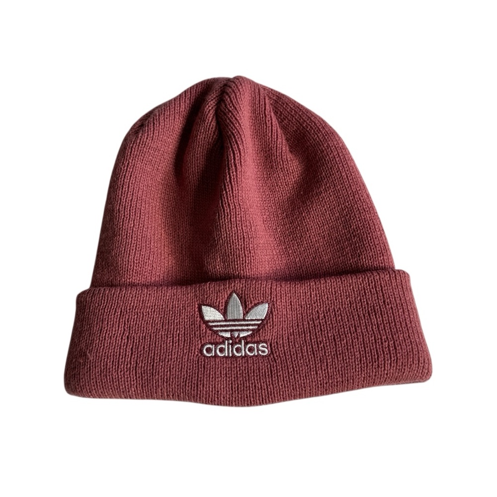 Adidas Originals Trefoil Cuffed Knit Beanie Hat in Trace‎ Maroon Womens One Size